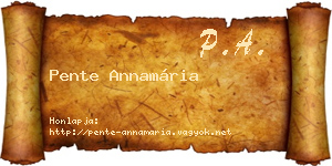 Pente Annamária névjegykártya